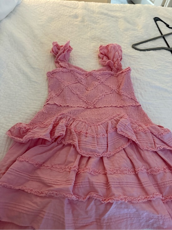 LoveShackFancy Dresses & Skirts - LoveShackFancy Pink Ruffle Tiered Smocked Dress